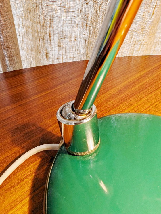 Lampe de bureau industrielle vintage, Italie 1960, Métal, Vert (photo 5 sur 8)