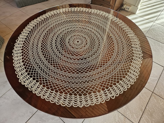 Image 1 of Unique Fmfrivolite handmade round tablecloth in new condition