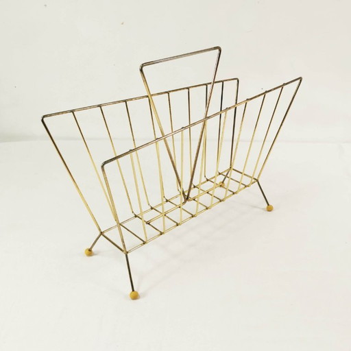 Portariviste modernista, anni '60. – tijdschriftenrek, Metal, Brass (photo 2 of 10)