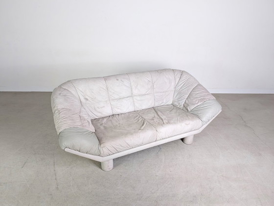 Image 1 of Vintage sofa couch dupe Burkhardt Vogtherr leather three-seater