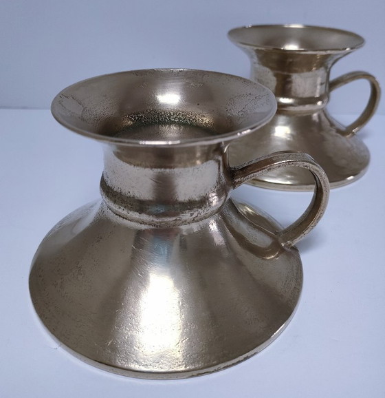 Image 1 of coppia di candelabri vintage in ottone massiccio