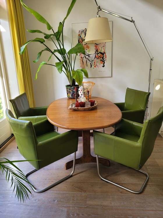 Set of 4 green leather Dining chairs Jess – Metal (photo 3 of 6)