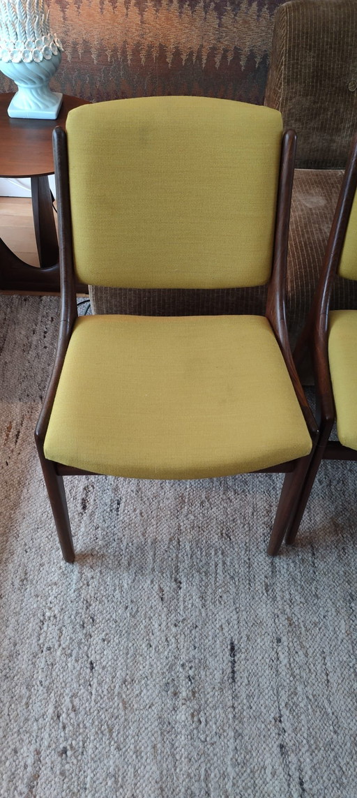 4 Vintage-Cocktailstühle, 1960er Jahre, skandinavischer Stil – eetkamerstoelen, Textile, Wood