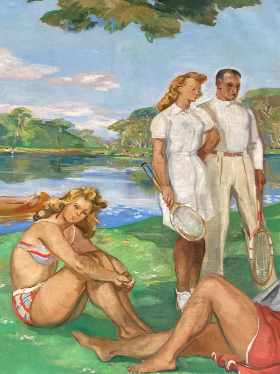 Image 1 of Paul Girol, Gran óleo sobre lienzo, 1955