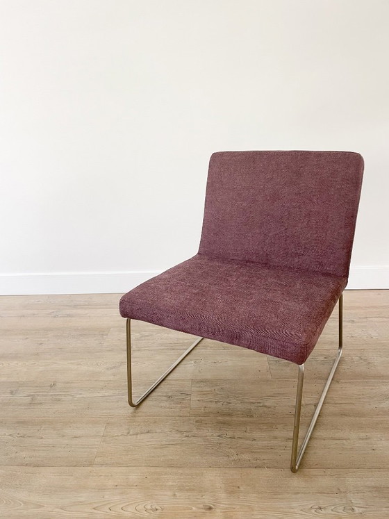 Set | 2 Stuks | Vintage Fauteuils | Herstoffeerd Paars – Cozi Caza, Polyester, Metal (photo 11 of 14)