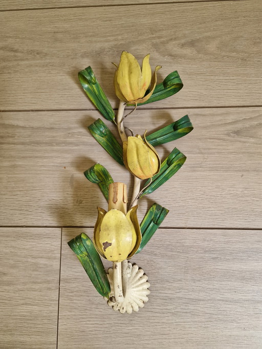 Metall Wandleuchte 3 Tulpen vintage