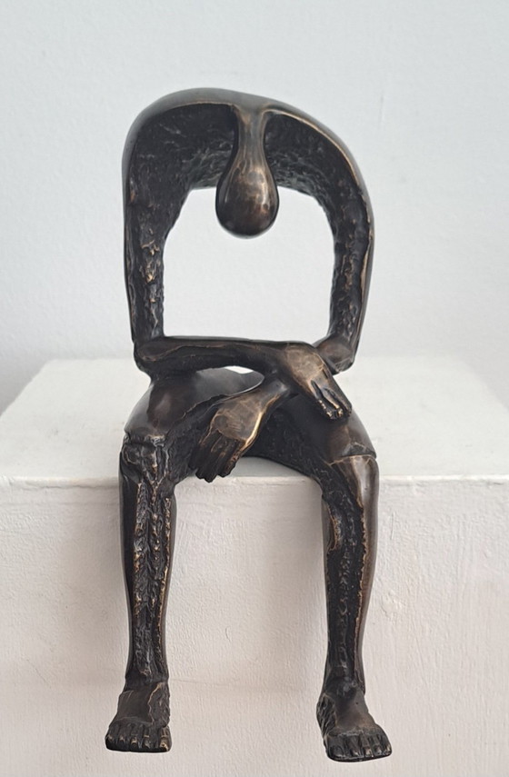 Image 1 of Bronze statue of a man, Melancholy
