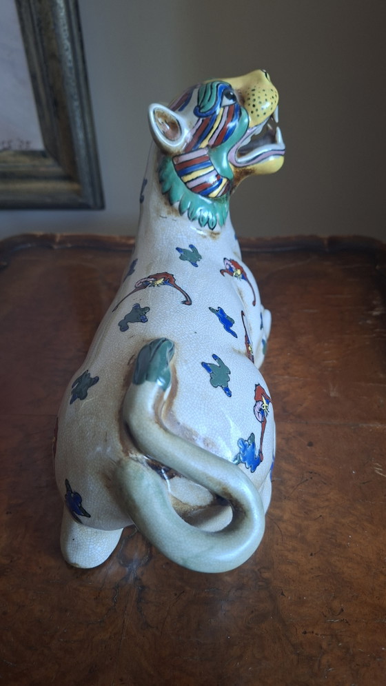 Vintage Kutani stijl Shishi leeuw - Porseleinen Foo hond beschermer - 24 cm - Kleurrijk – Decoratieve objecten (photo 5 of 8)