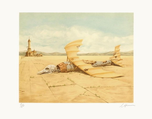 Judson HUSS Dead Zeppelin Gesigneerde lithografie 1985