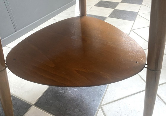 Image 1 of High wood coffee table,  triangle shape 1960s