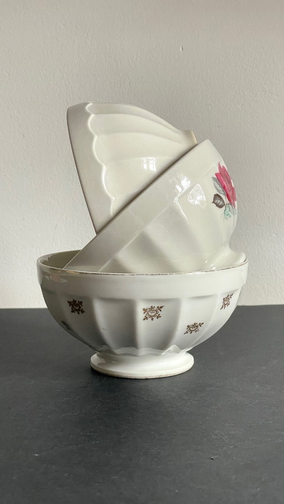 Image 1 of Vintage Pink and Gold Ceramic Bowls