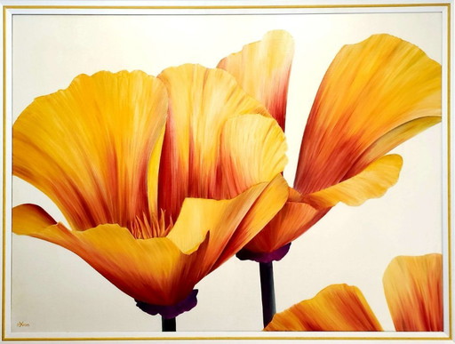 Ölgemälde Golden Poppy (Schlummertrunk) Yvonne Poelstra-Holzhaus
