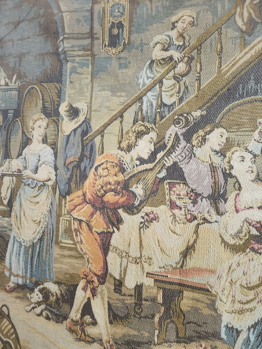 Tapiz francés de Gobelin "Hombres alegres" Escena de taberna/pub "Según Rembrandt" Motivo de Rembrandt al (photo 2 of 14)