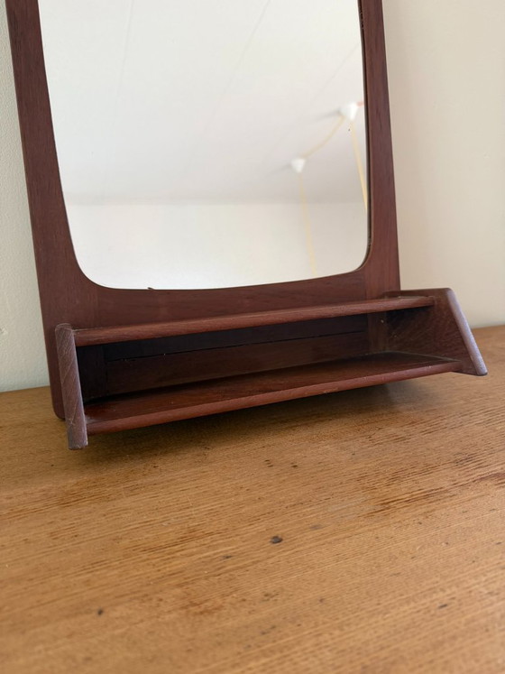Image 1 of Vintage Danish teak mirror with shelf - midcentury mirror