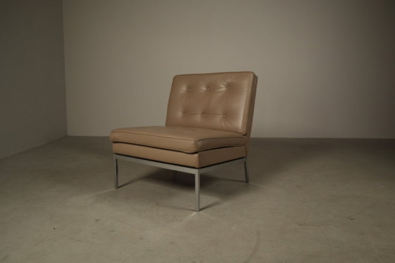 Poltrona Florence Knoll, Poltrone, Cromo, Pelle, Beige, Vintage (foto 2 di 15)