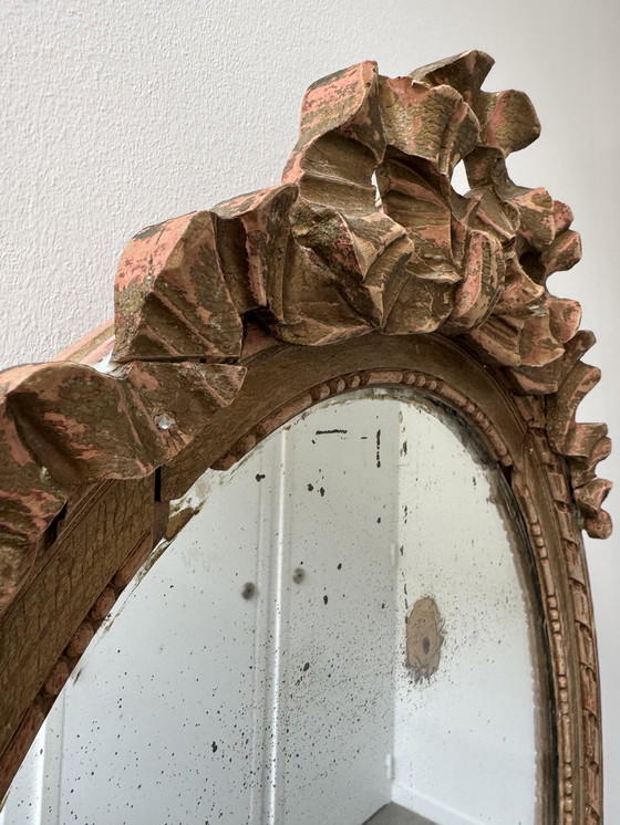Image 1 of Antique Louis XVI Oval Knot Mirror