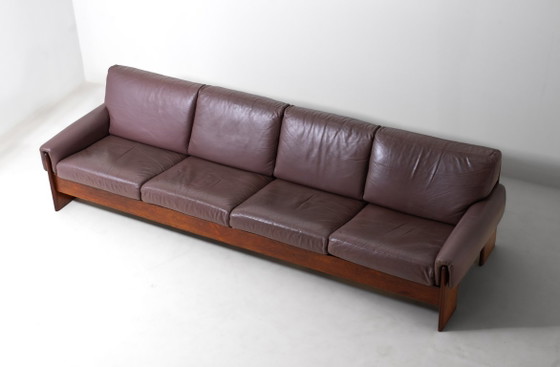 Ampio Divano Loft Minimalista, Italia anni '70 – Divani 3 posti, Wood, Leather (photo 2 of 19)