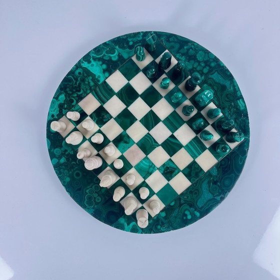 Image 1 of Decorative chess set in malachite, 1950–1970