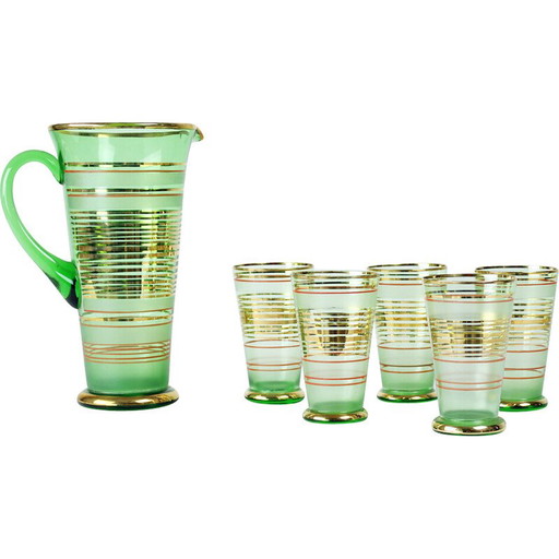 Set de verres à boire vintage par Borske Sklo, Tchécoslovaquie 1960