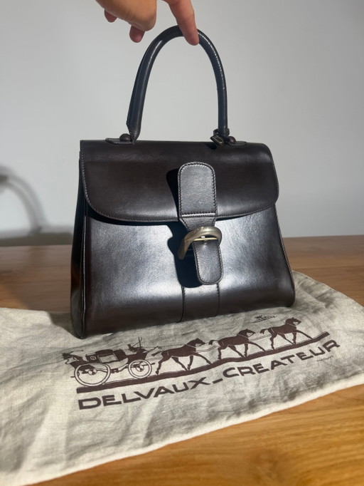 Delvaux Brillant MM Handbag – Chocolate Brown Leather – top handle tassen