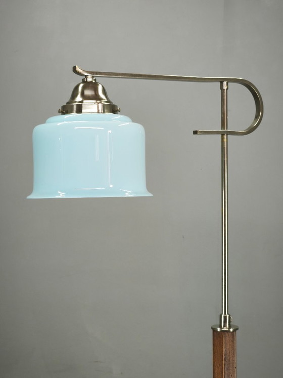 Image 1 of Tsjechische Art Deco verstelbare vloerlamp met tafel, jaren 1930