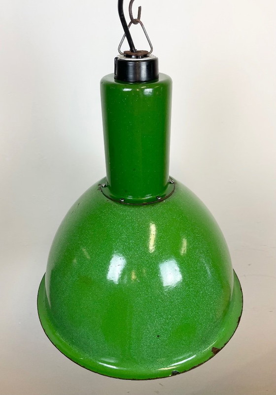 Image 1 of Industrial Soviet Green Enamel Pendant Lamp, 1960s