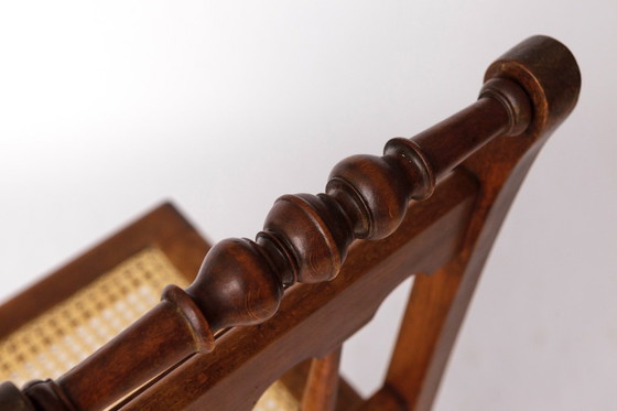 Image 1 of Antiker belgischer Stuhl – Esszimmerstuhl aus Buchenholz aus dem frühen 20. Jahrhundert mit gedrechselten Holzdetails und neuer 