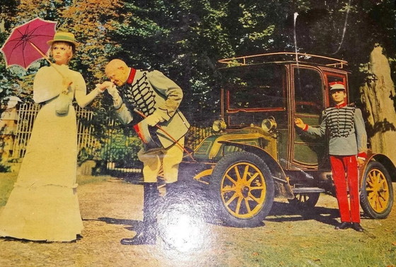 Image 1 of Rara foto colorata su cornice di legno &quot;Vecchia carrozza Baise - Scena principale&quot; (circa 1900)