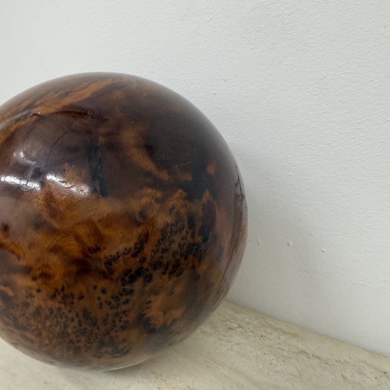 Image 1 of Large antique burl wood ball decorative wooden ball