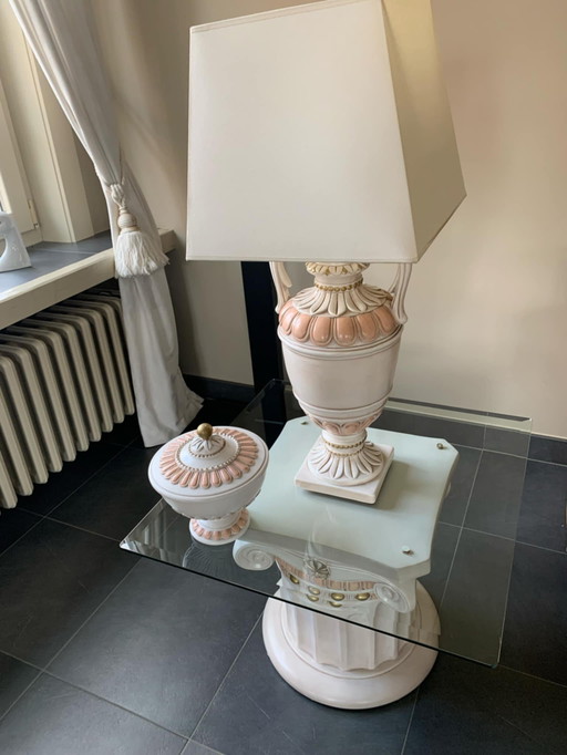 Greek Style Set (Side Table, Lamp, and Pot)