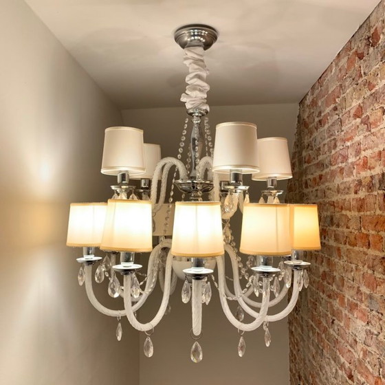 Italamp Lenoir White 10+5 – Italiaanse Kristallen Designluster – Kroonluchters, Glass, Crystal (photo 6 of 8)