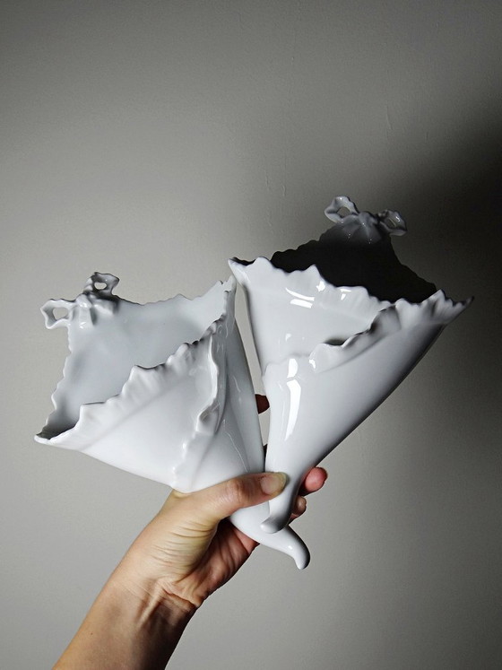 Ein Paar Giraud Limoges Wandbouquetières aus Porzellan, ca. 1950-1960 – Wanddekoration, Porcelain, Vintage (photo 6 of 13)