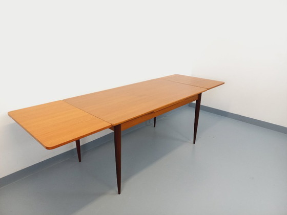 Image 1 of Rectangular Scandinavian-style vintage dining table from the 1950s/60s in teak with extensions