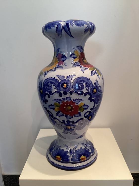 Grande vaso portoghese in terracotta dipinto a mano. – Alcobaça, Vasi, Ceramica (photo 3 of 5)