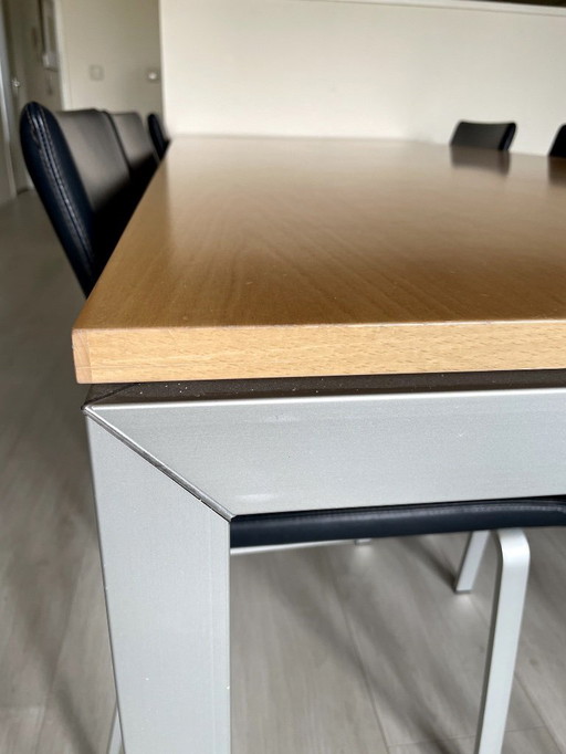 Large wooden dining table aluminum frame from COR new price €4290,-