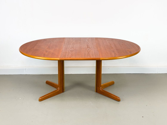 Image 1 of Danish Round Teak Dining Table With Extensions By Gudme Møbelfabrik, 1970S