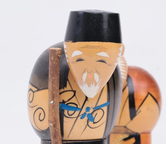 Image 1 of Ensemble de poupées kokeshi vintage, couple âgé