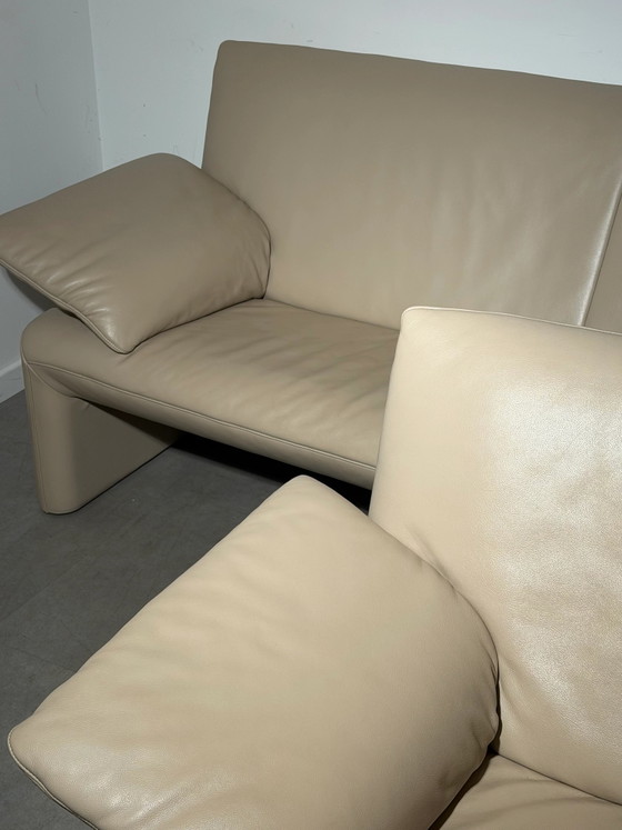 Jori Linea Sofa Set 3 + 2 Cream Leather (photo 7 of 10)
