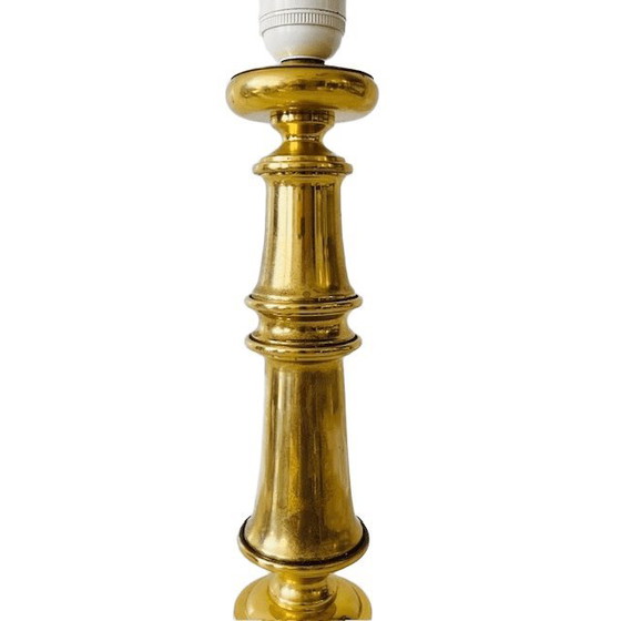 Image 1 of Lampada da tavolo vintage Hollywood Regency XL in ottone grigio oro