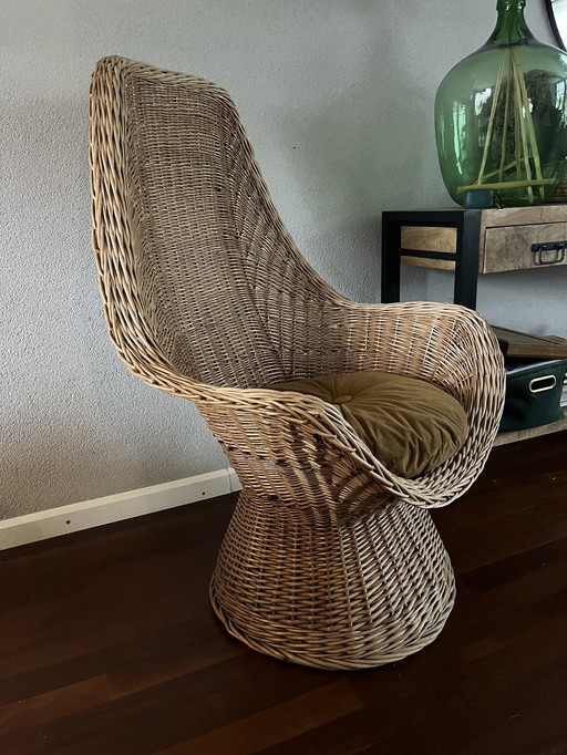 Prachtige mid century rotan loungestoel in boho / retro stijl