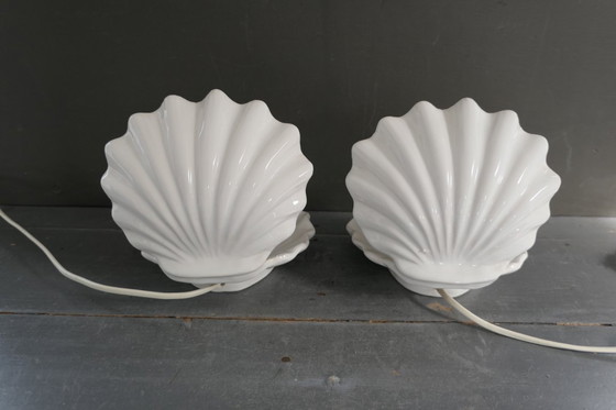 Image 1 of Vintage set of oyster lamps, shells with pearls