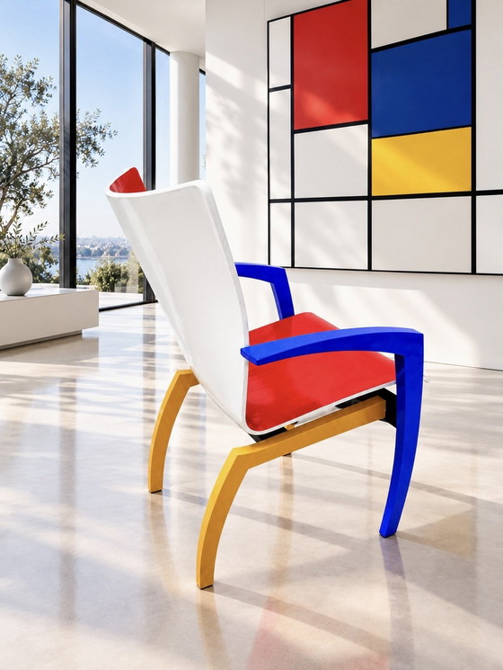 Leolux Camarilla Sedia da pranzo "Mondriaan" / De Stijl, Sedie da pranzo, Legno, Blu (foto 2 di 6)