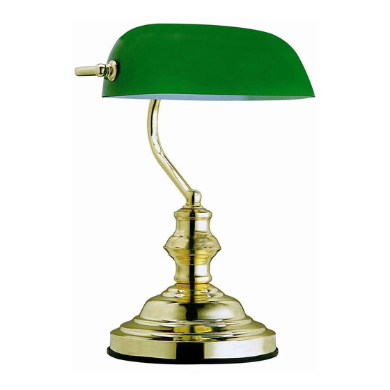 Lampada da scrivania Notary da banchiere in ottone lucido, Lampade da tavolo, Metallo, Vintage (foto 4 di 5)