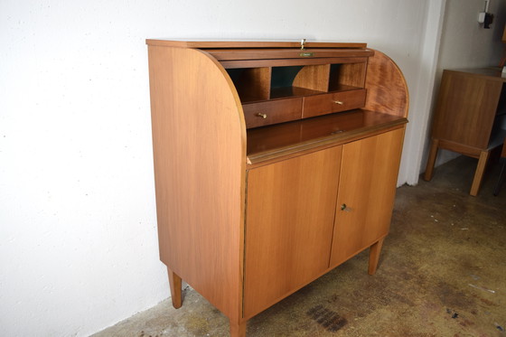 Image 1 of Mid - Century bureau secretary vintage chest of drawers cabinet