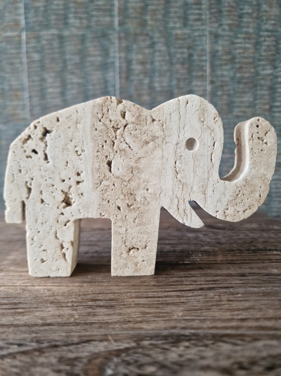 Image 1 of Éléphant vintage en travertin - Enzo Mari pour Fratelli Mannelli