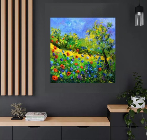 Image 1 of Rote und blaue Mohnblumen