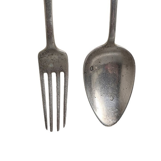 Image 1 of Forchetta e cucchiaio antichi olandesi in argento, del 1907 e del 1908