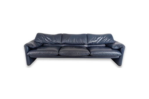Cassina Maralunga Sofa Dreisitzer Couch Magistretti Leder blau