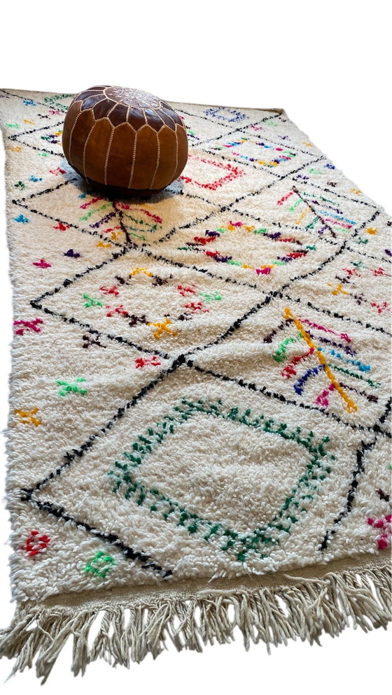 Image 1 of Authentic Handmade Berber Carpet – 100% Wool – 260 x 150 cm – Colorful Beni Ourain Style – Atlas Mountains
