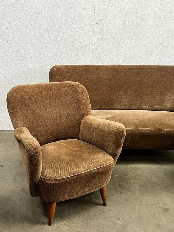 Image 1 of Ensemble vintage/milieu du siècle composé d'un canapé et de deux fauteuils, années 1970